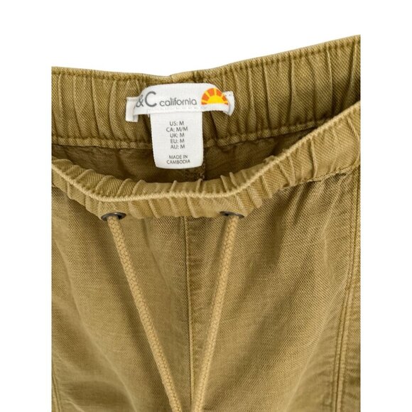 Womens Olive Green Drawstring Cargo Pants With Pockets By &C California Size M - Picture 4 of 10